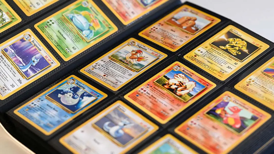 Pokémon cards arranged in a collector’s binder